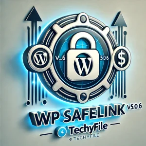 DALL·E 2025-01-03 22.42.08 - A professional thumbnail for WP Safelink v5.0.6 plugin with 'Techyfile' copyright branding. The image features a sleek WordPress-themed design with a
